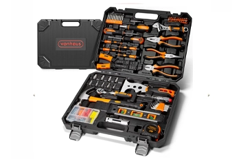 VonHaus Tool Kit - Ultimate 120 pcs Tool Box for Beginners - Includes Hand Tools, LED Torch, Hex Keys, 3m Tape Measure & More